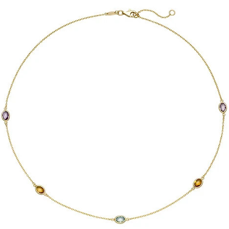 Colfem Halskette 585 Gelbgold, Amethyst, Citrin, Blautopas, Unisex - Bild 1