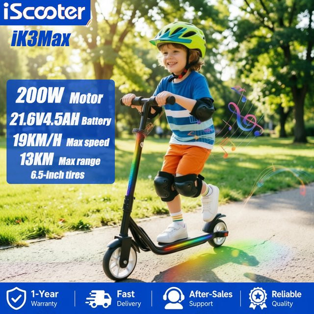 IScooter IK3Max Kinder-Elektro-Scooter, Schwarz - Bild 1