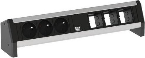 Bachmann Steckdosenleiste 902.006 ohne Schalter in Schwarz mit Aluminium-Gehäuse und FR-Stecker - Bild 1