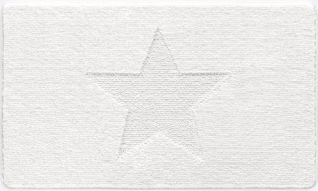 Badematte Heine Home in Weiß mit Stern-Motiv und Streifen, rutschhemmend und für Fußbodenheizung geeignet, 100% Polyester - Bild 1