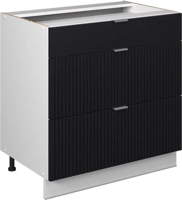 Vicco Schubladenunterschrank Fame-Line Weiß Schwarz gestreift Breite: 80 cm - Bild 2