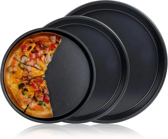 HOCOSHINE Carbon Steel Pizzaform rund mit Antihaftbeschichtung in Schwarz - Bild 1