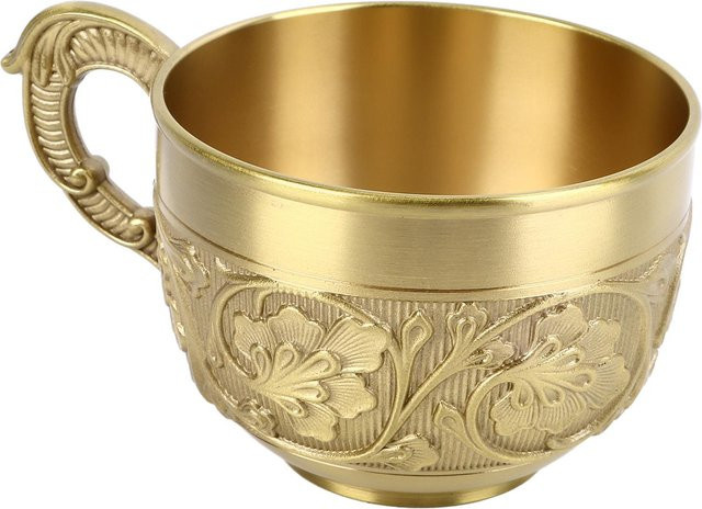 OutsideWorld Teetasse aus Messing mit geprägtem Retro-Muster in Gold und Braun - Bild 1