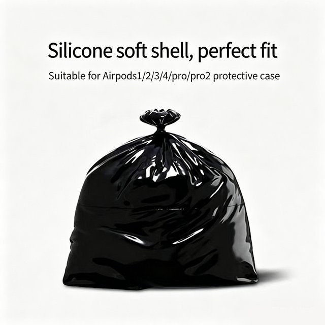 Trash Bag Creativity Kabellose Kopfhörerhülle für Apple AirPods 4 und AirPods Pro in Schwarz - Bild 1