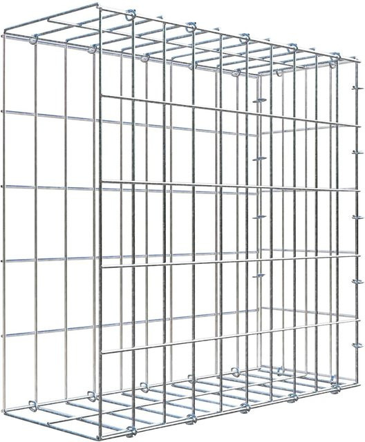 Gabiona C-Ring Anbaukorb Typ 2 in Silbergrau, B/T/H: 50 x 50 x 20 cm, Maschenweite 5 x 10 cm - Bild 1