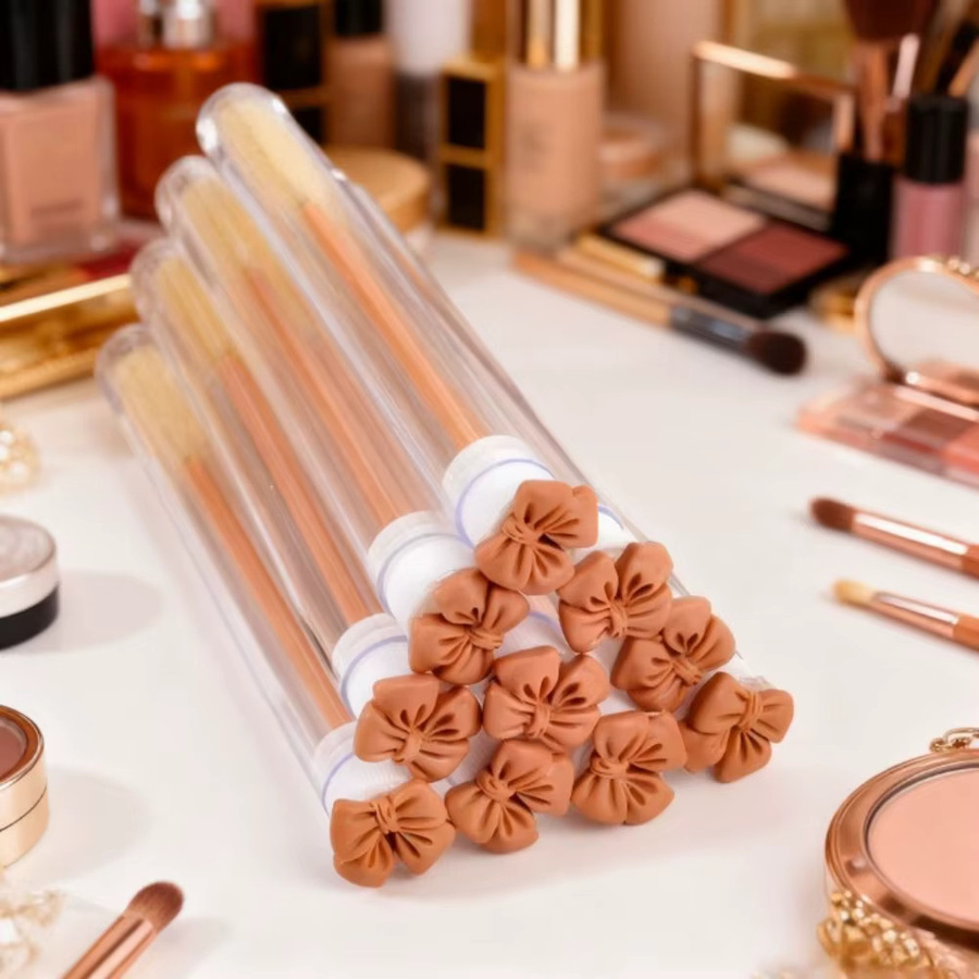 10-teiliges Make-up-Pinsel-Set, Mascara-Röhrenpinsel in Schleifenform, Braun - Bild 2