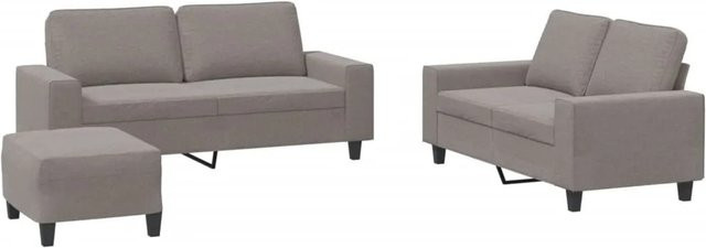 vidaXL 3-teilige Sofagarnitur modern in Beige mit Stoffbezug und Dekokissen - Bild 1