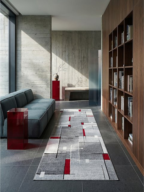 Kurzflor-Läufer THUR Kadima Design in Grau mit abstraktem Muster, B/T: 80 x 140 cm - Bild 1