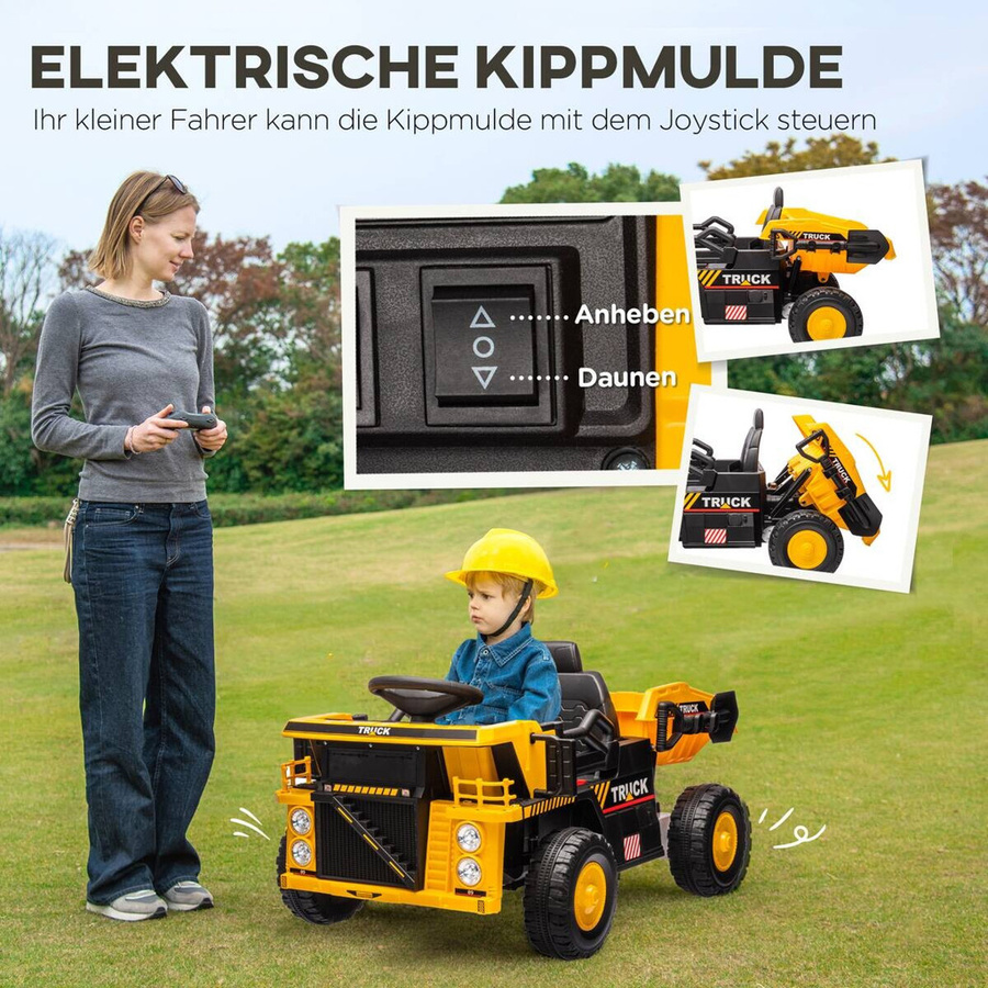 AIYAPLAY Elektrischer Traktor Kinder-Elektroauto mit Schaufel Gelb 3-5 Jahre - Bild 4