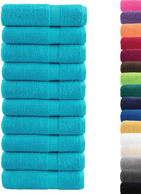 vidaXL Premium-Duschtücher SOLUND, 10er Set, Türkis, Baumwolle, B/H: 70 x 140 cm, 600 g/m² - Bild 1