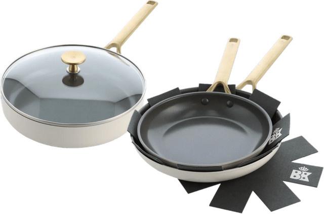 BK Sublime Bratpfannenset mit Keramikbeschichtung und Schmorpfanne in Weiß, bestehend aus Bratpfannen 24 cm und 28 cm sowie einer Schmorpfanne 28 cm mit Deckel - Bild 1
