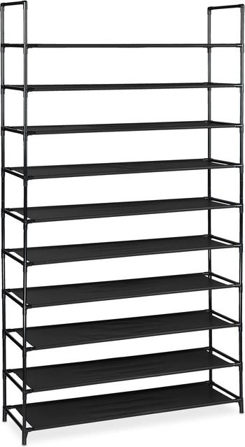 Relaxdays Schuhregal Stecksystem aus Metall in Schwarz, höhenverstellbar, B/T/H: 99 x 29,5 x 176,5 cm - Bild 1
