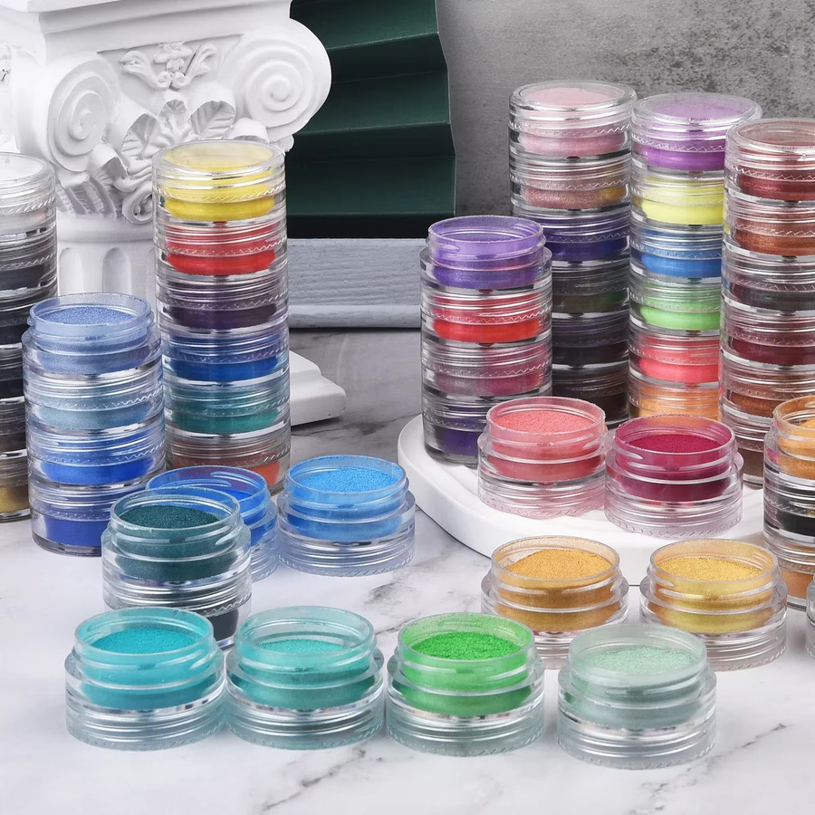 6er Set Perlglanz Pigmentpulver in Multicolour für Epoxidharz, Schmuckherstellung und Nail Art - Bild 3