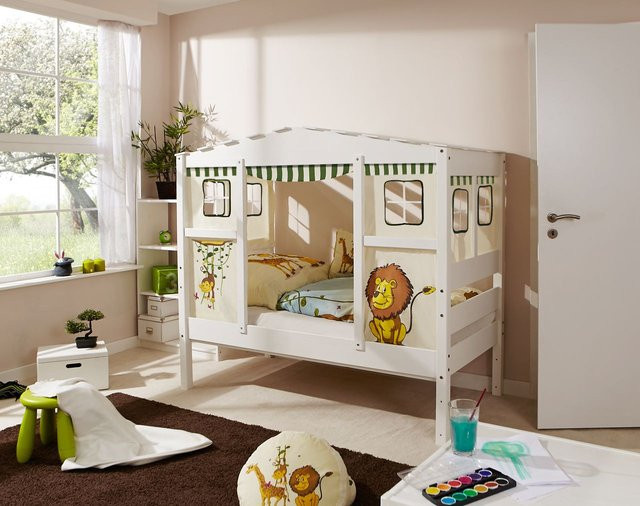 TICAA Hausbett MINI Safari aus Kiefernholz inklusive Matratze, B/T/H: 80 x 160 x 90 cm - Bild 1