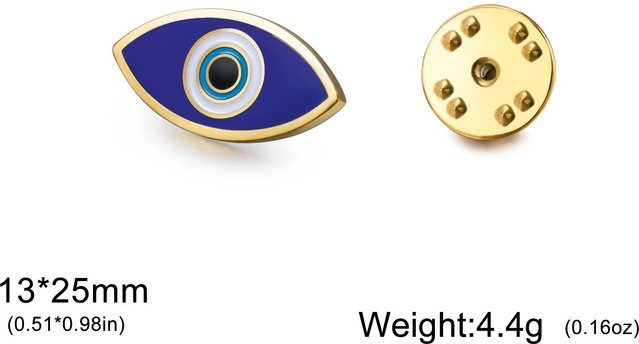 Brosche Blauer Emaille Böser Blick, Edelstahl, Gold, Unisex - Bild 1