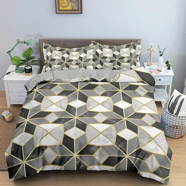 Bettwäscheset Lodestar mit Bettdeckenbezug und Kissenbezug, bunt gestreiftes geometrisches Design, B/H: 140 x 210 cm - Bild 1