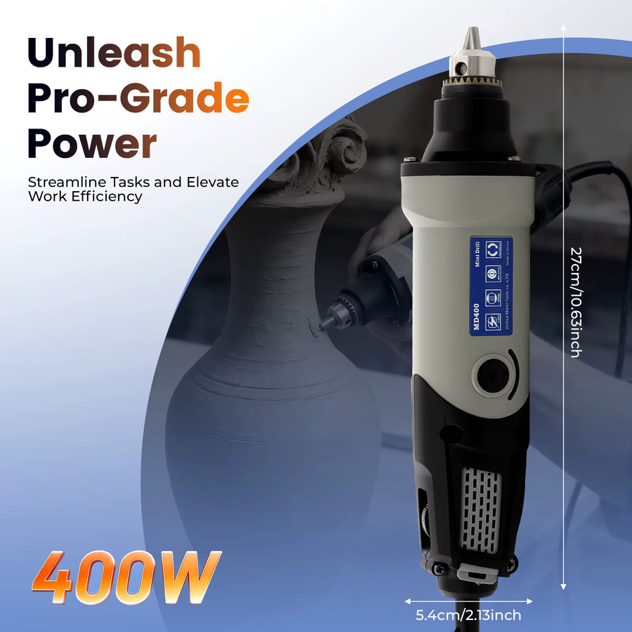CNCEST Elektrischer Schleifbohrer mit 400 W und 6 Geschwindigkeiten, 5000–28000 U/min, Nylon-Schleifmaschine aus reinem Kupfer zum Gravieren, Schneiden und Schleifen - Bild 3