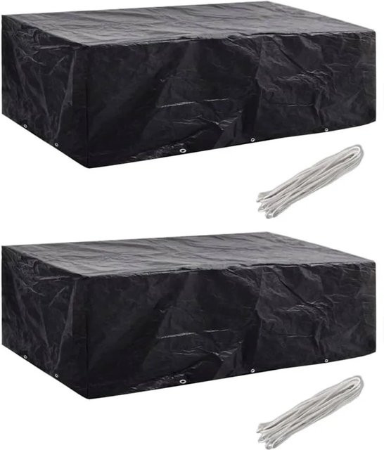 vidaXL Gartenmöbel-Abdeckungen 2er-Set in Schwarz mit 10 Ösen, B: 300 cm, T: 140 cm - Bild 1