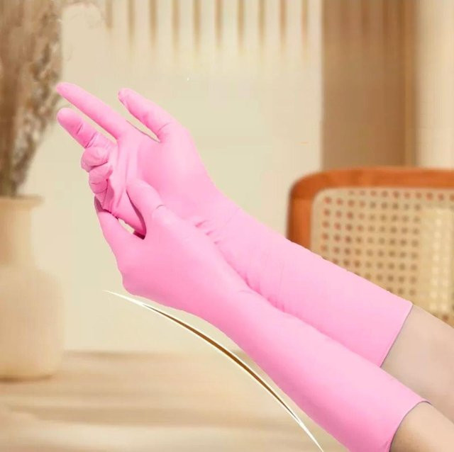 Wasserdichte Nitrilhandschuhe von Chocolate Home in Blau und Rosa, Größe S - Bild 1