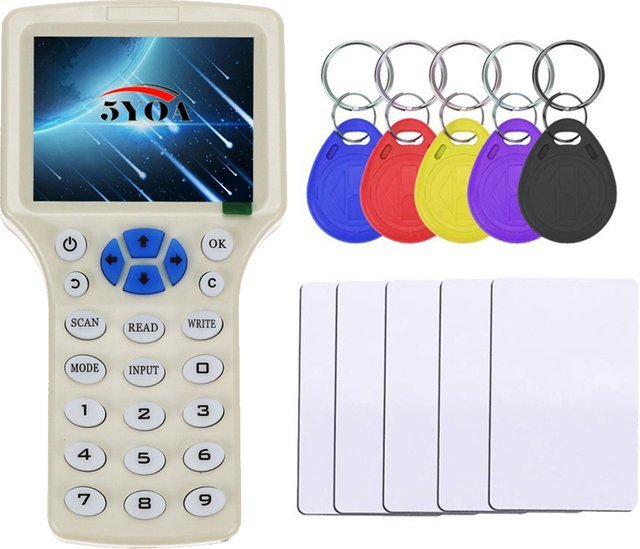 5YOA IDICW01 RFID-Lesegerät mit LCD-Bildschirm als Kopierer und Duplikator für 125 kHz und 13,56 MHz Karten inklusive USB-Kabel - Bild 1