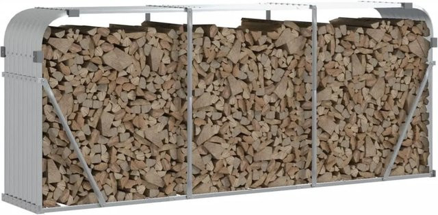 vidaXL Kaminholzunterstand aus verzinktem Stahl in Silber, B/T/H: 234 x 45 x 100 cm - Bild 1