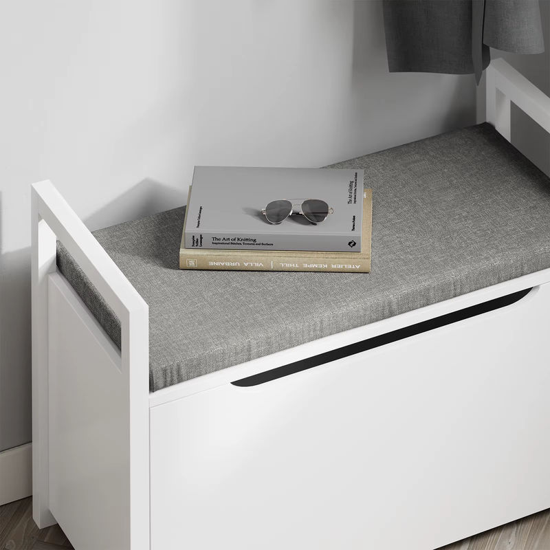 SoBuy FSR76-W Truhenbank mit Stauraum und Klappe in Weiß - Bild 3