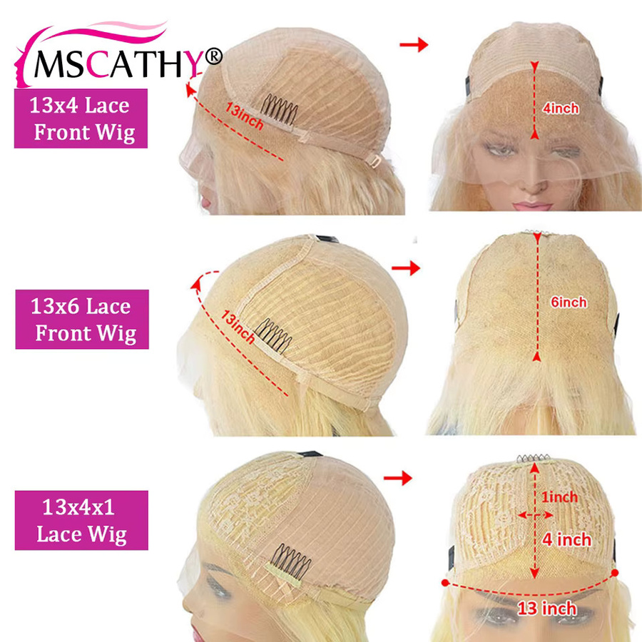 Mscathy Echthaar-Perücke, Aschblonde Ombre, kurzer Bob, HD-Spitze, Damen - Bild 4