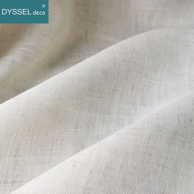 DYSSEL deco Fenstervorhänge im Leinen-Look, weiß und transparent, mit Ösen und S-Welle für Wohnzimmer und Schlafzimmer - Bild 1