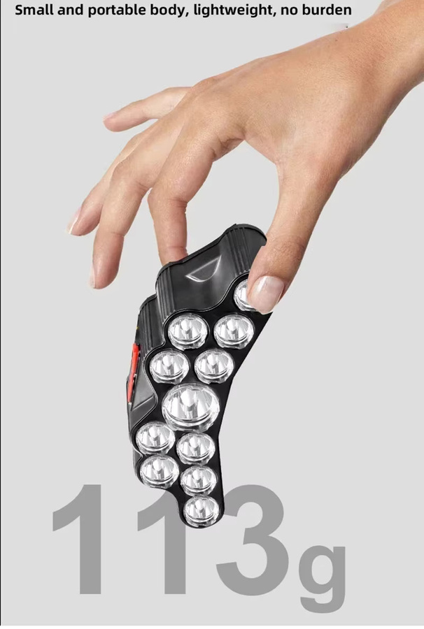 Heinast LED-Stirnlampe mit 11 LEDs, wiederaufladbarer USB-Scheinwerfer mit 18650-Akku, Schwarz - Bild 4