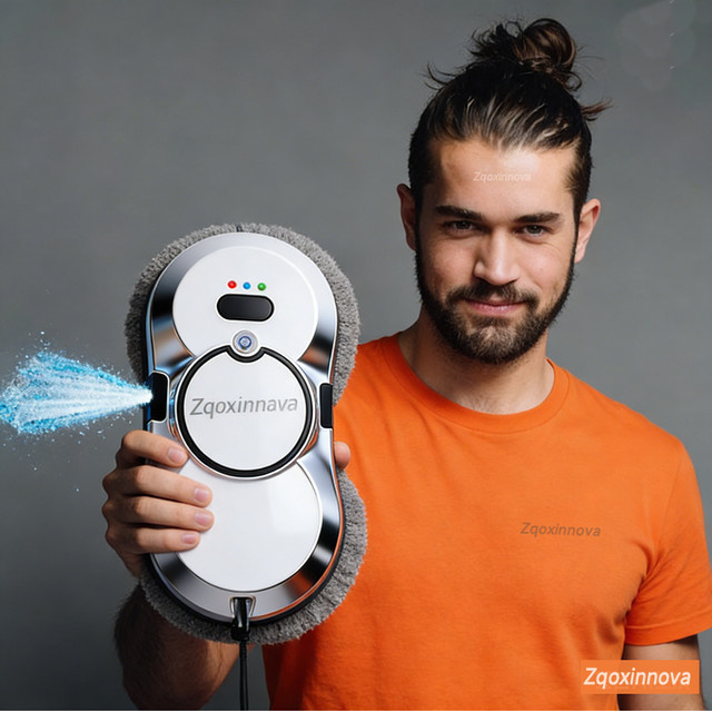 Zqoxinnova Wassersprüh-Fensterputzroboter in Weiß mit integriertem Tank zur intelligenten Glasreinigung - Bild 1
