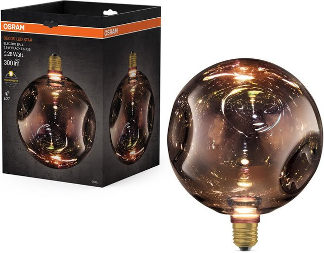 OSRAM DECOR LED-Lampe Elektroglas in Schwarz mit E27-Sockel und warmweißem Licht - Bild 1