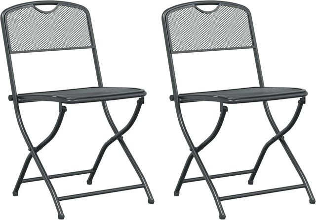 vidaXL Gartenstühle Set aus Metall in Anthrazit, 2 Stück, B/T/H: 52,5 x 46 x 82 cm - Bild 1