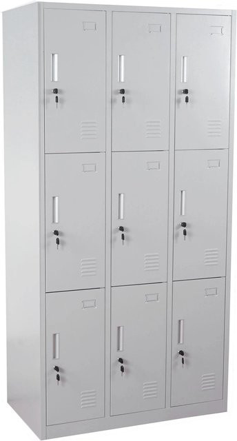 Proregal Schließfachschrank Saturn aus Metall mit 9 Fächern in Grau, H x B x T: 180 x 90 x 50 cm - Bild 1