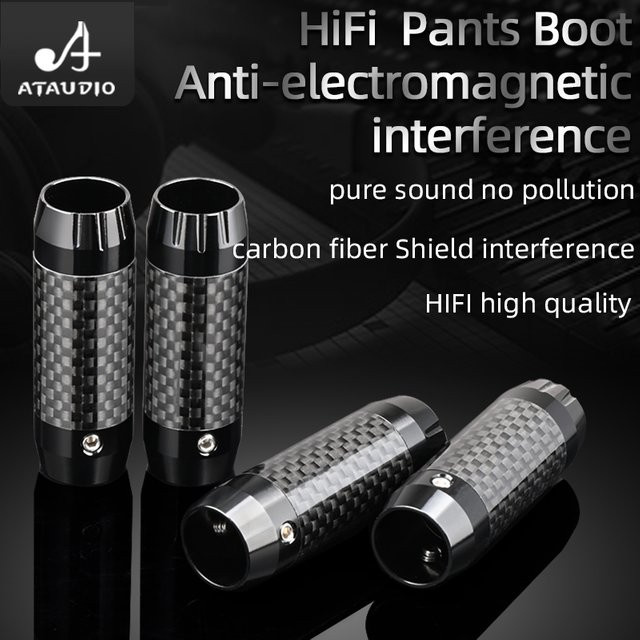 HiFi Audio Lautsprecherkabel mit Carbonfaser und Aluminiumlegierung Y-Splitter, 4 Stück, Schwarz - Bild 1