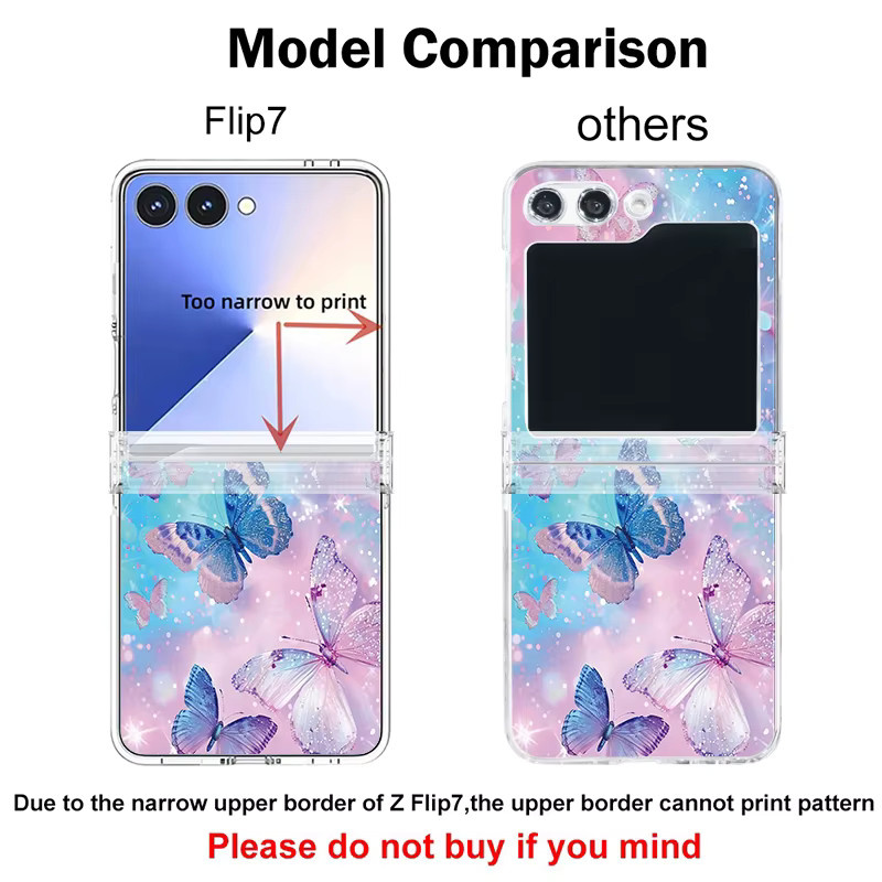 YISHANGOU Handyhülle mit Schmetterlingsdruck für Samsung Galaxy Z Flip8 Flip7 FE Flip6 Flip5 Flip4 Flip3 5G, transparente harte Schutzhülle - Bild 2