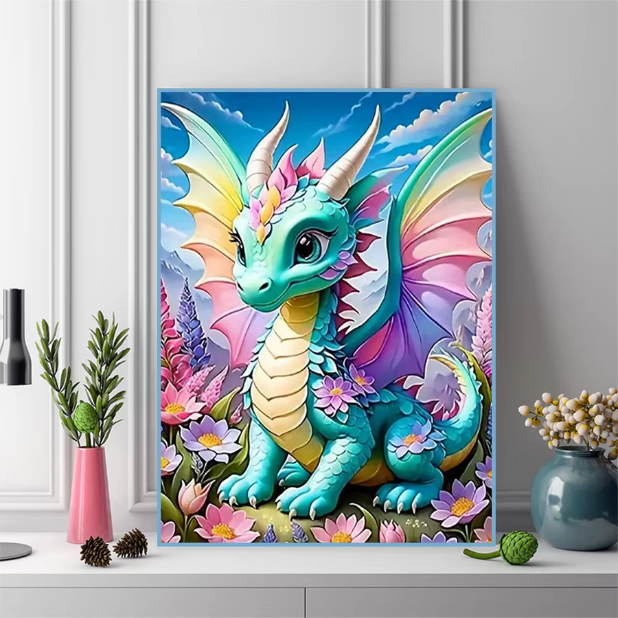 Momoart DIY Diamantmalerei Dinosaurier Cartoon Rundes Mosaik Wanddekor Multicolour B/T/H: 30 x 20 x 20 cm - Bild 3
