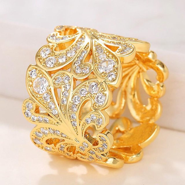 YIRAN Jewelry Ring, Messing, Zirkonia, Beige, Damen - Bild 1