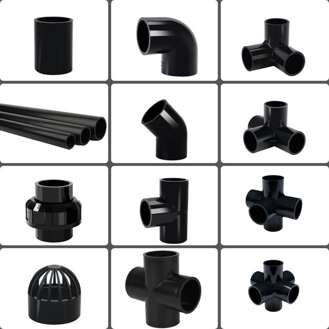 UP-CLOUD T-Stück Rohrverbinder aus PVC in Schwarz, Durchmesser: 32 mm, für Gartenbewässerung und Aquarium - Bild 1