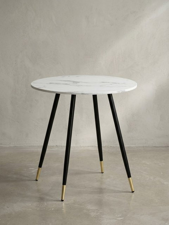 Runder Esstisch in Marmoroptik von KADIMA DESIGN, Modern, Weiß, B/T/H: 75 x 75 x 76 cm