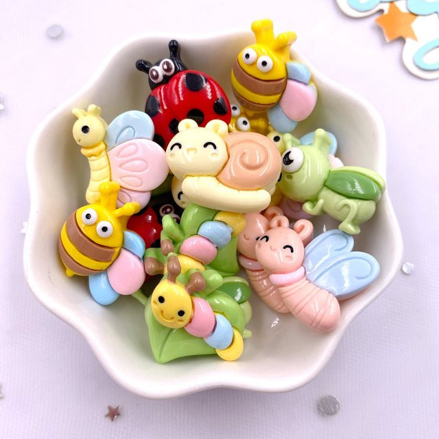 14er Set Bunte Harz Tierfiguren von Diy Super Paradise als Flatback Steine für DIY Bastelarbeiten und Dekoration - Bild 1
