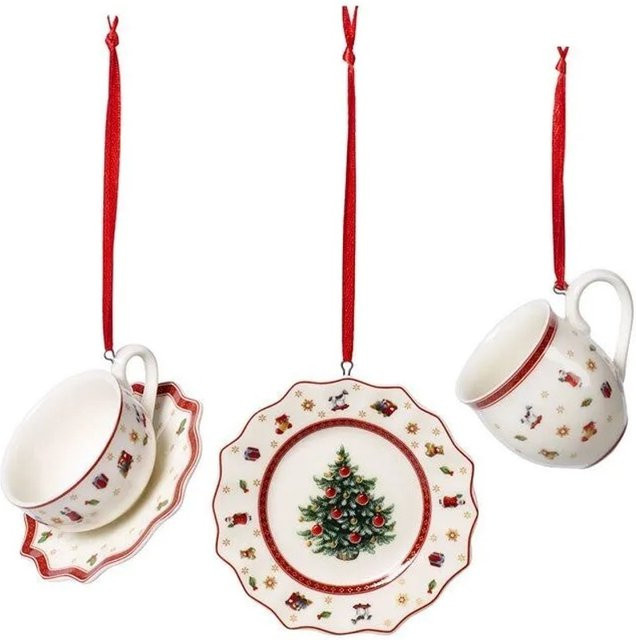 Villeroy & Boch Toy's Delight Dekoration Ornamente Geschirrset 3-teilig aus Porzellan in Weiß, Rot und Multicolour - Bild 1