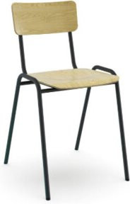 STIER Stapelstuhl 4er Set aus Buche mit schwarzem Gestell, B/T/H: 45,0 x 38,5 x 39,0 cm