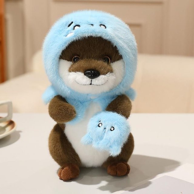 Yiran toy Fischotter Plüschtier, 22cm, mit abnehmbarer Meeresbewohner Mütze - Bild 1