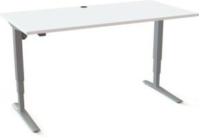 STIER Elektrisch höhenverstellbarer Schreibtisch 501-43 in Weiß/Silber mit MDF-Laminat Tischplatte, B: 160 cm, T: 80 cm, Höhe: 65-125 cm - Bild 1