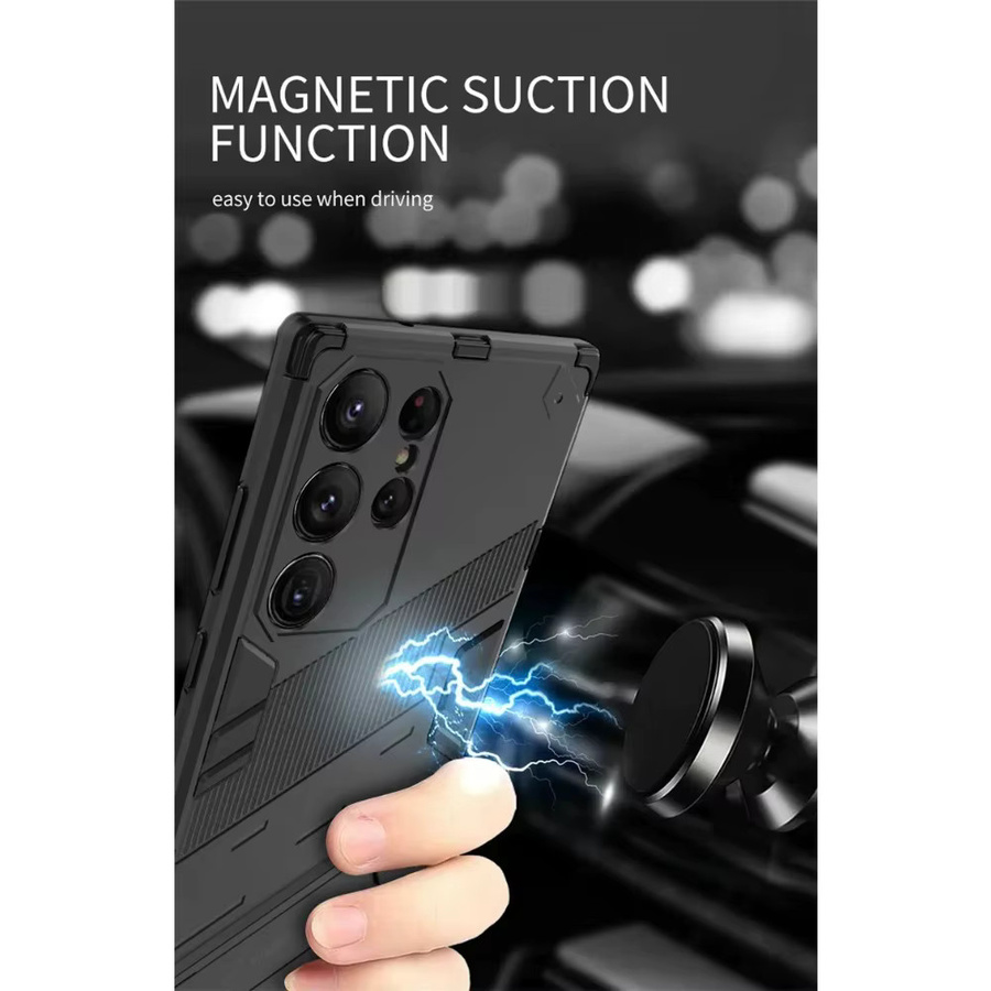 Robuste Militär-Schutzhülle mit Magnet und Faltständer für Samsung Galaxy S26 Plus, S25, S24+, S23 und S22 Ultra in Schwarz oder Blau - Bild 2