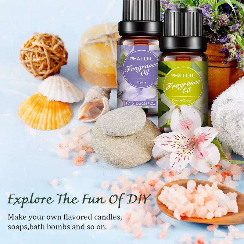 PHATOIL 6-teiliges Blumen-Duftöle-Set für Diffusor, 6 x 10 ml, Sortiment aus weißem Moschus, Orangenblüte, Geißblatt, Freesie, Parma und violetter Magnolie - Bild 4