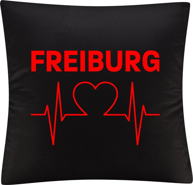 Kissenbezug multifanshop Freiburg Herzschlag Druck in Rot - Bild 1