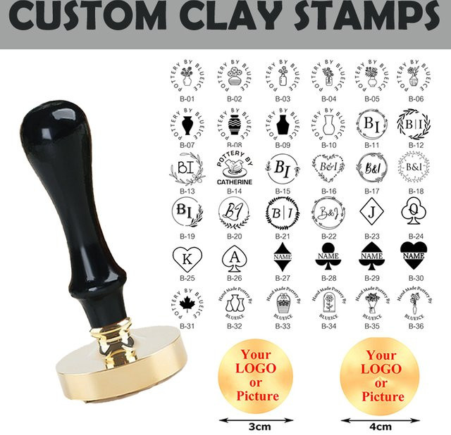 Individueller Keramikstempel aus Messing für personalisierte Logo-Designs in Gold, geeignet für Ton, Kekse und kreative Muster - Bild 1