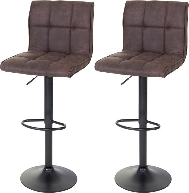 PROREGAL 2er-Set Barhocker höhenverstellbar mit Lehne in Dunkelbraun, Wildlederimitat Vintage Design, Sitzhöhe: 64-85 cm - Bild 1