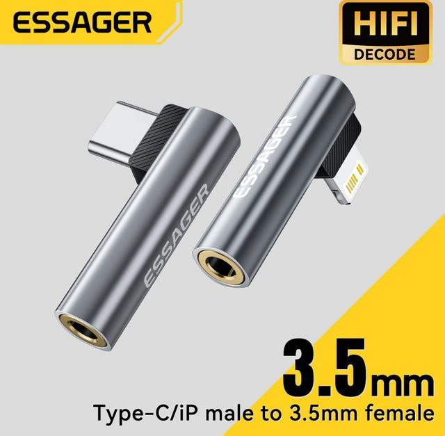 Essager USB-C auf 3,5 mm Klinke Audio-Adapter für Kopfhörer in Silber - Bild 1